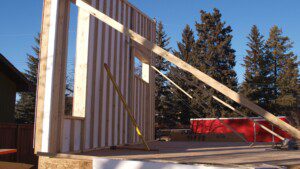 framing at an edmonton garage suite build