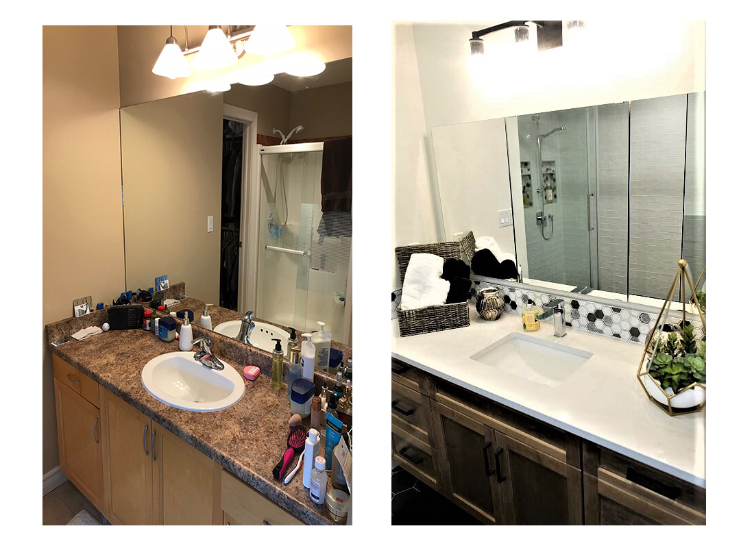 Edmonton Bathroom Renovations - before & after bathroom vanity
